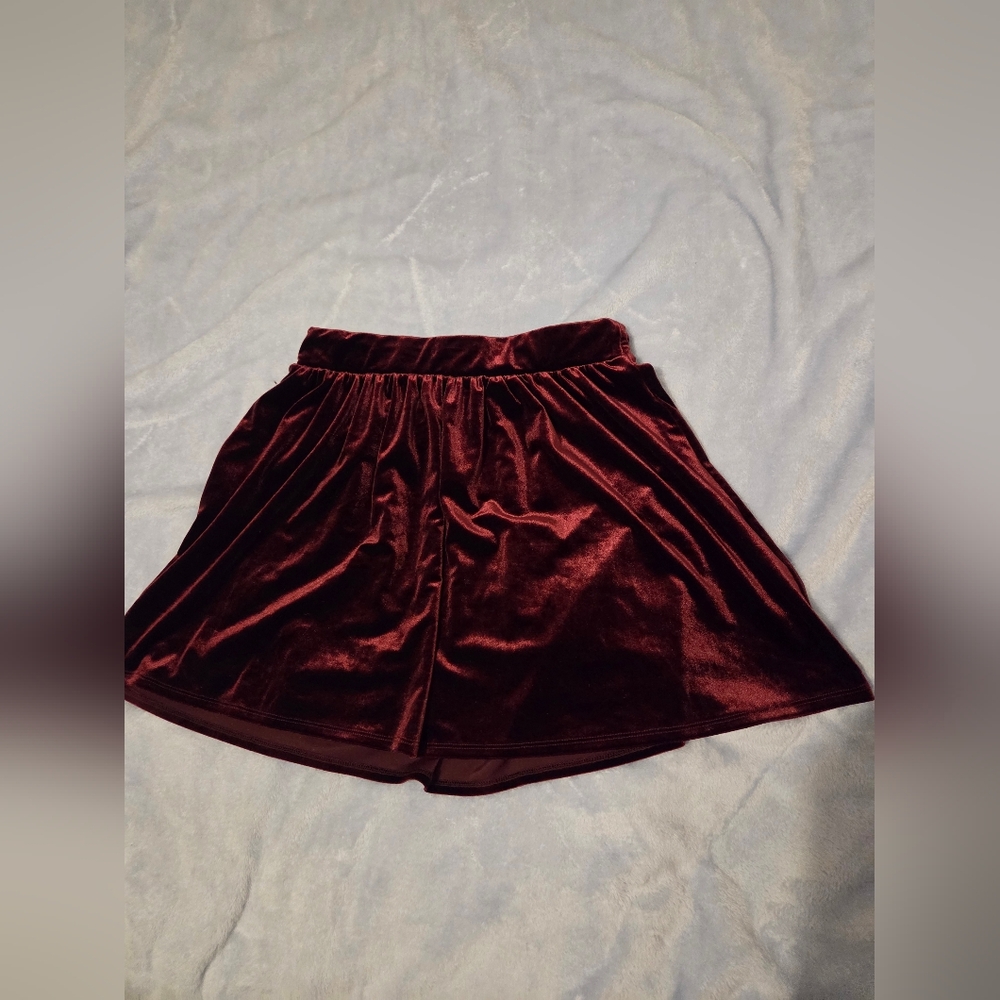 Garage Velvet Maroon Skater Skirt